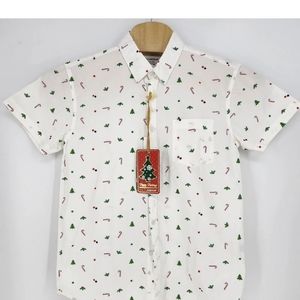 Eighth Avenue Collared Button Up Shirt Mens Size S Christmas Candy Cane NWT